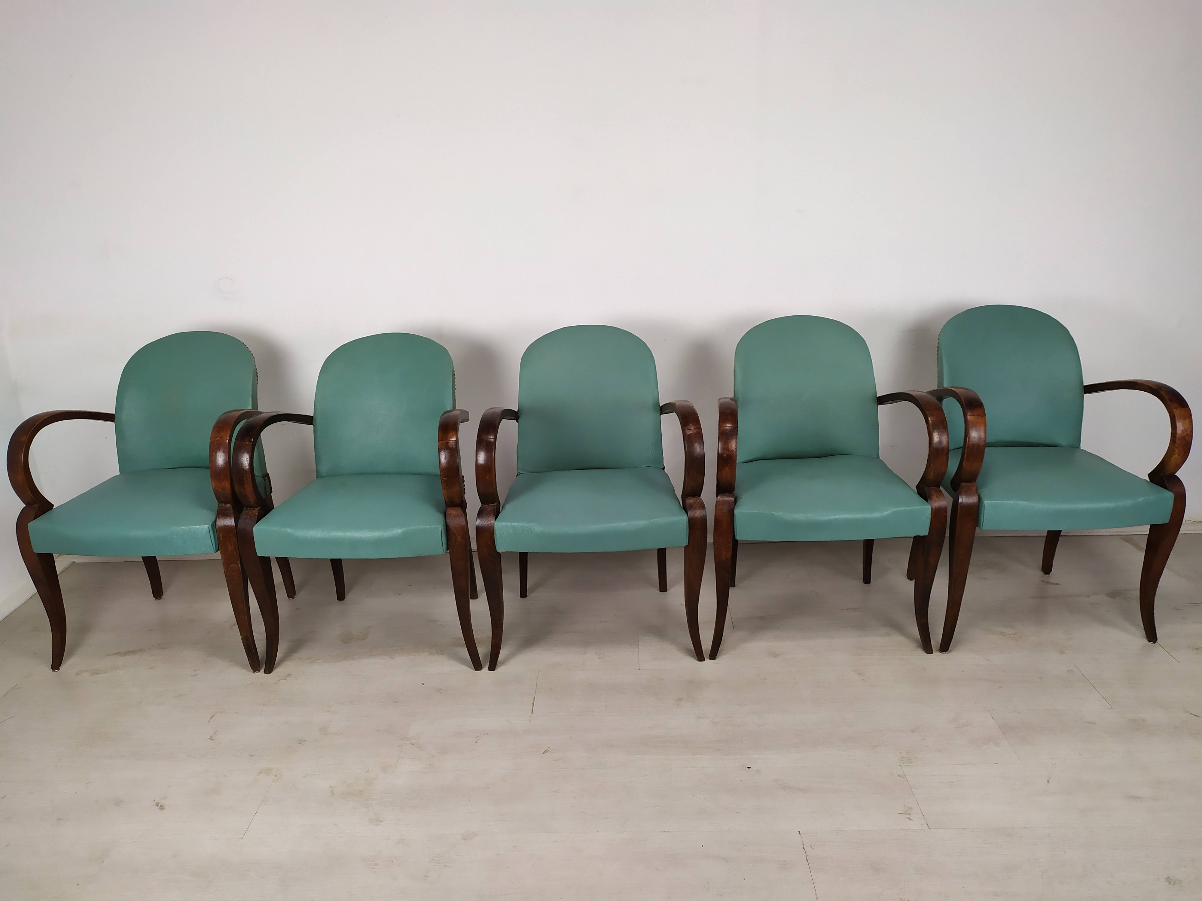 5 art deco bridge armchairs