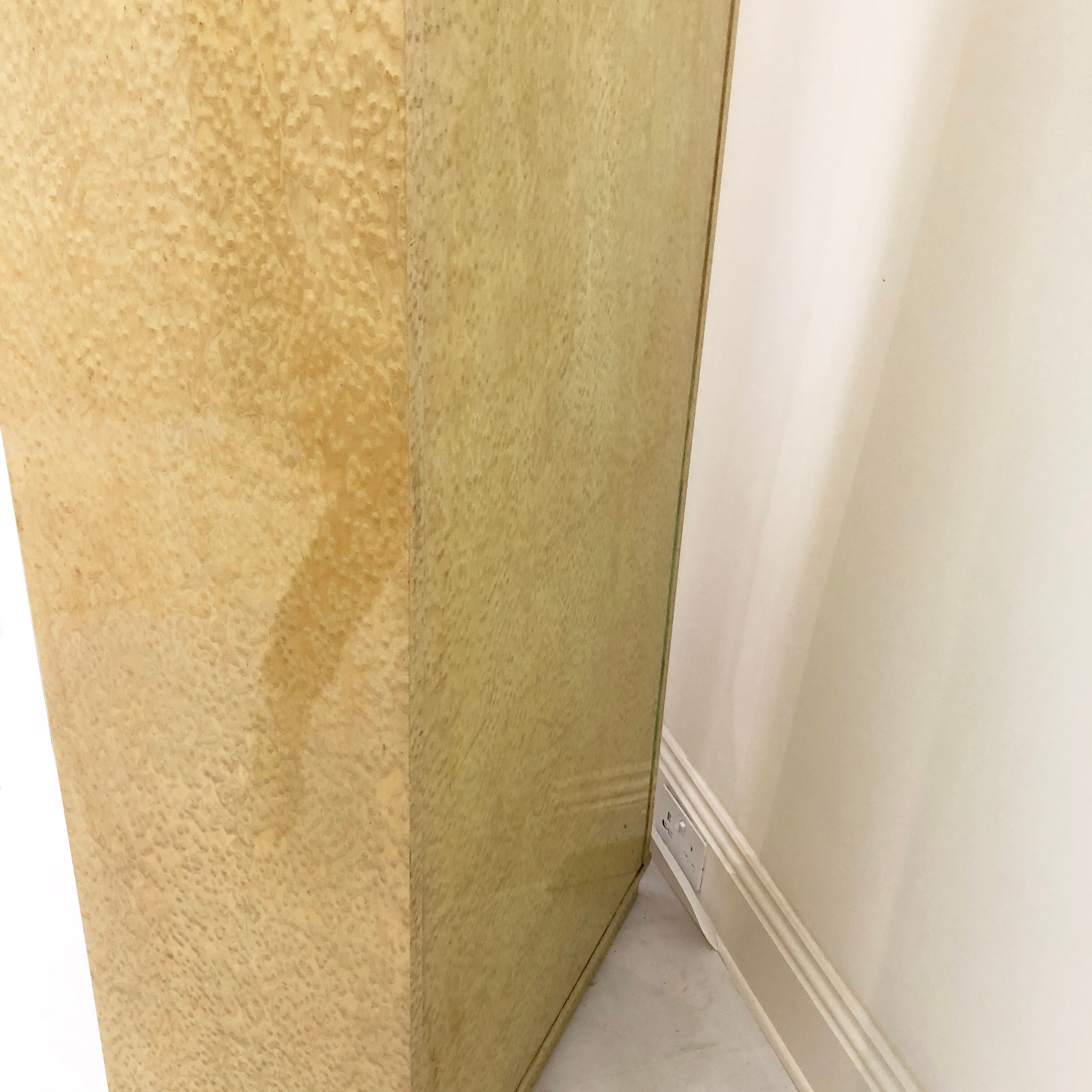 1980s birds eye maple display cabinet memphis milano style 1980s vintage