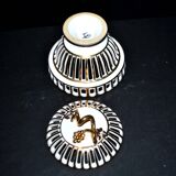 Bonbonnière en faïence ajourée de Malicorne à Bourg-Joly signée Emile Tessier