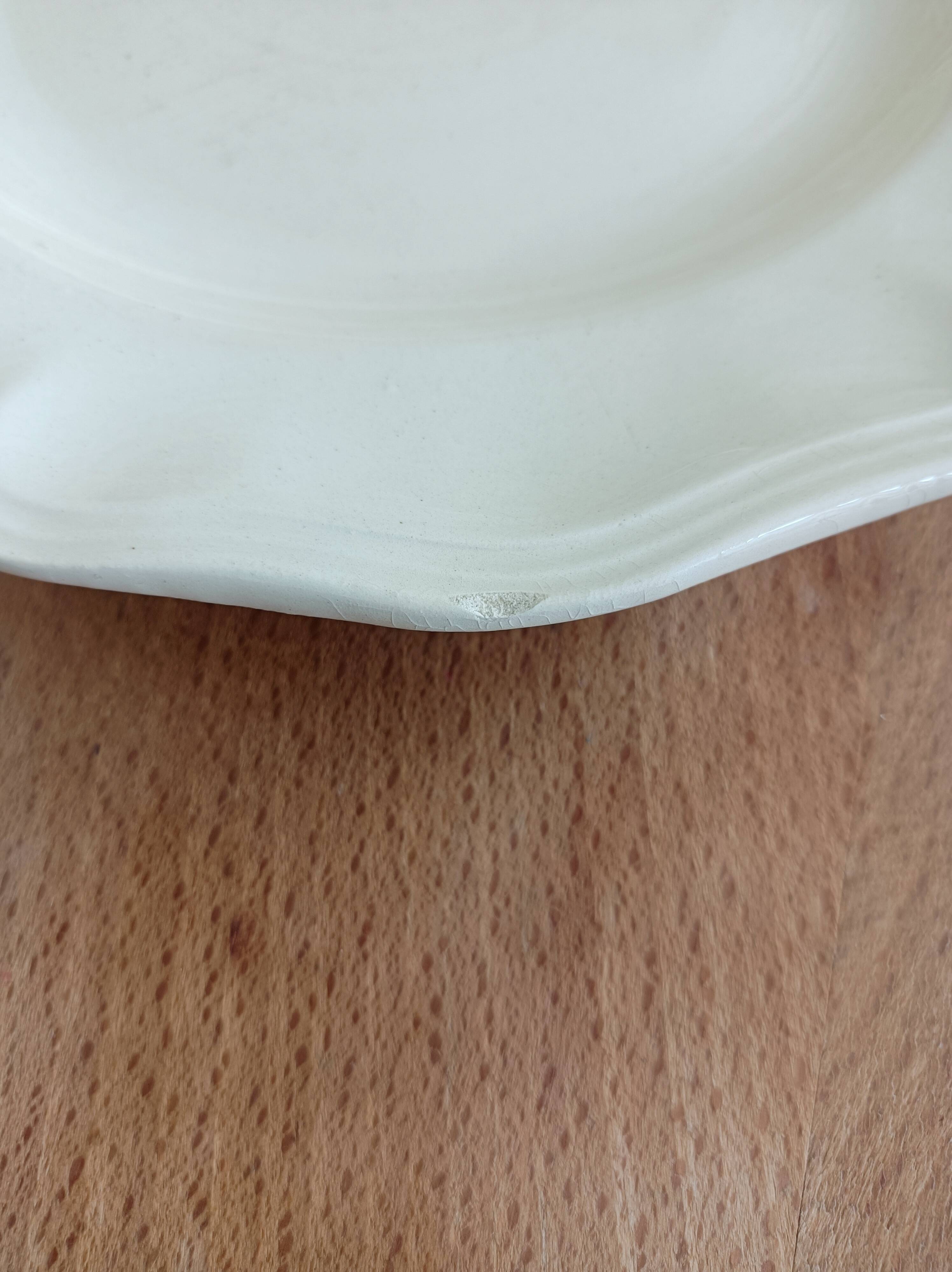 Set of 6 Sarreguemines ivory flat plates