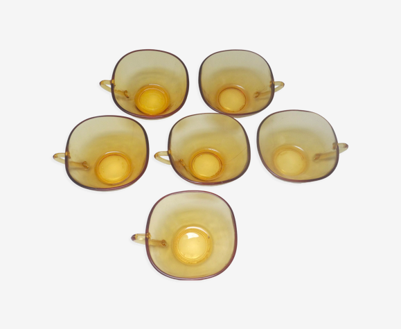 6 tasses à café Vereco ambré