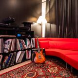 Ligne Roset “Yang” sofa, in red Kvadrat “Divina” fabric