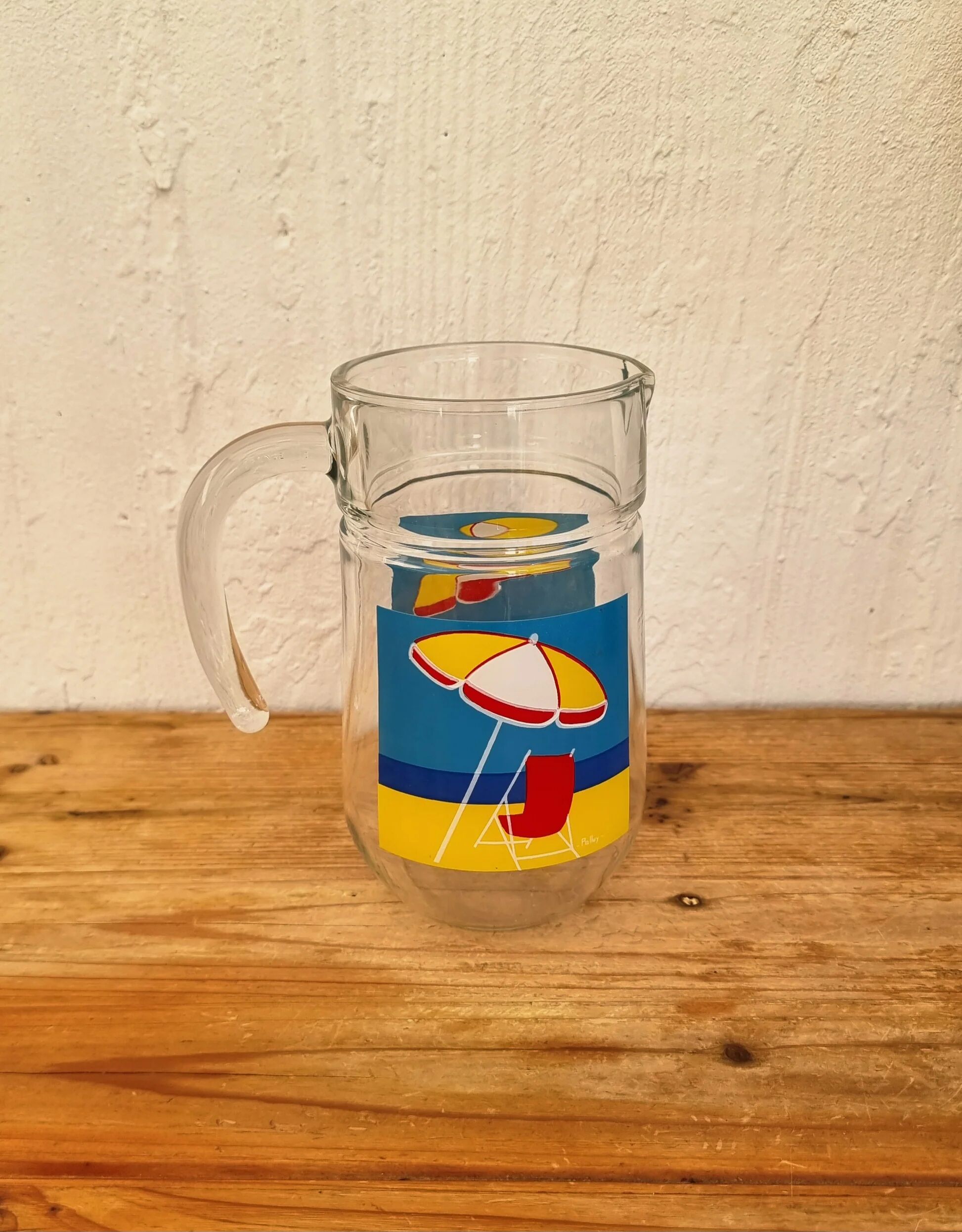 Vintage Palluy pitcher and glasses seaside spirit