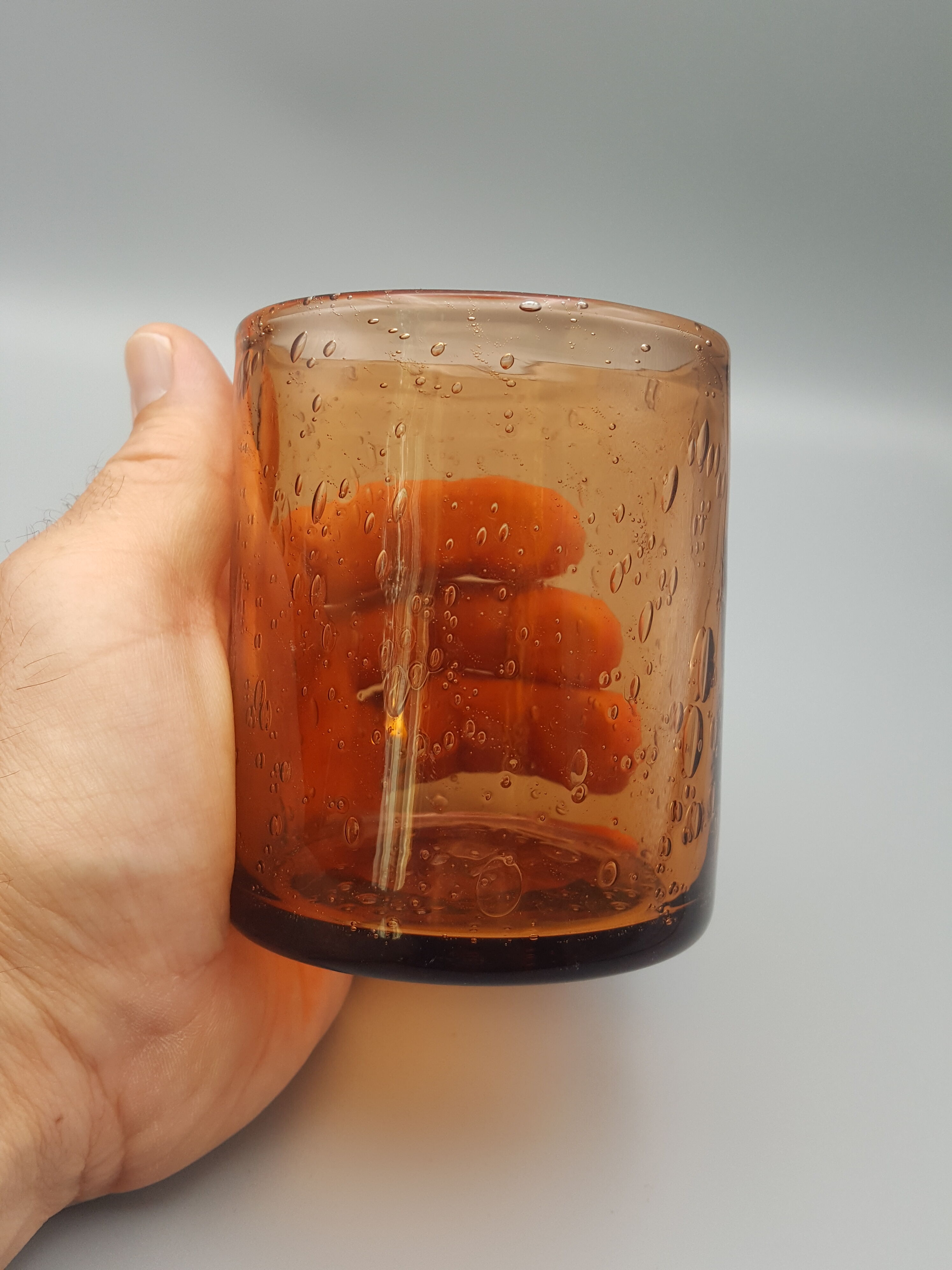 Set of 4 blown water glasses bubbled biot style