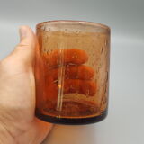 Set of 4 blown water glasses bubbled biot style