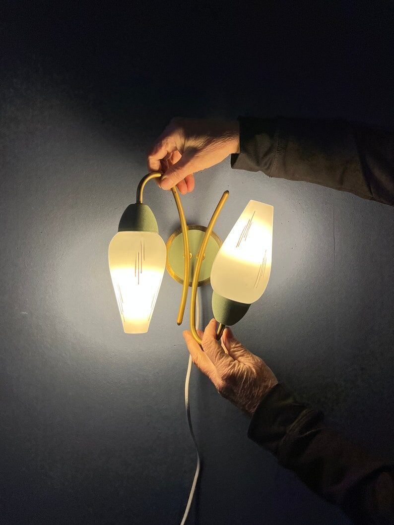 Mid-century opaline glass wall lamp