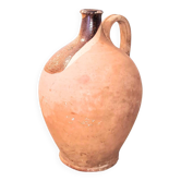 Antique partially glazed terracotta pitcher – 19th century rustic pottery