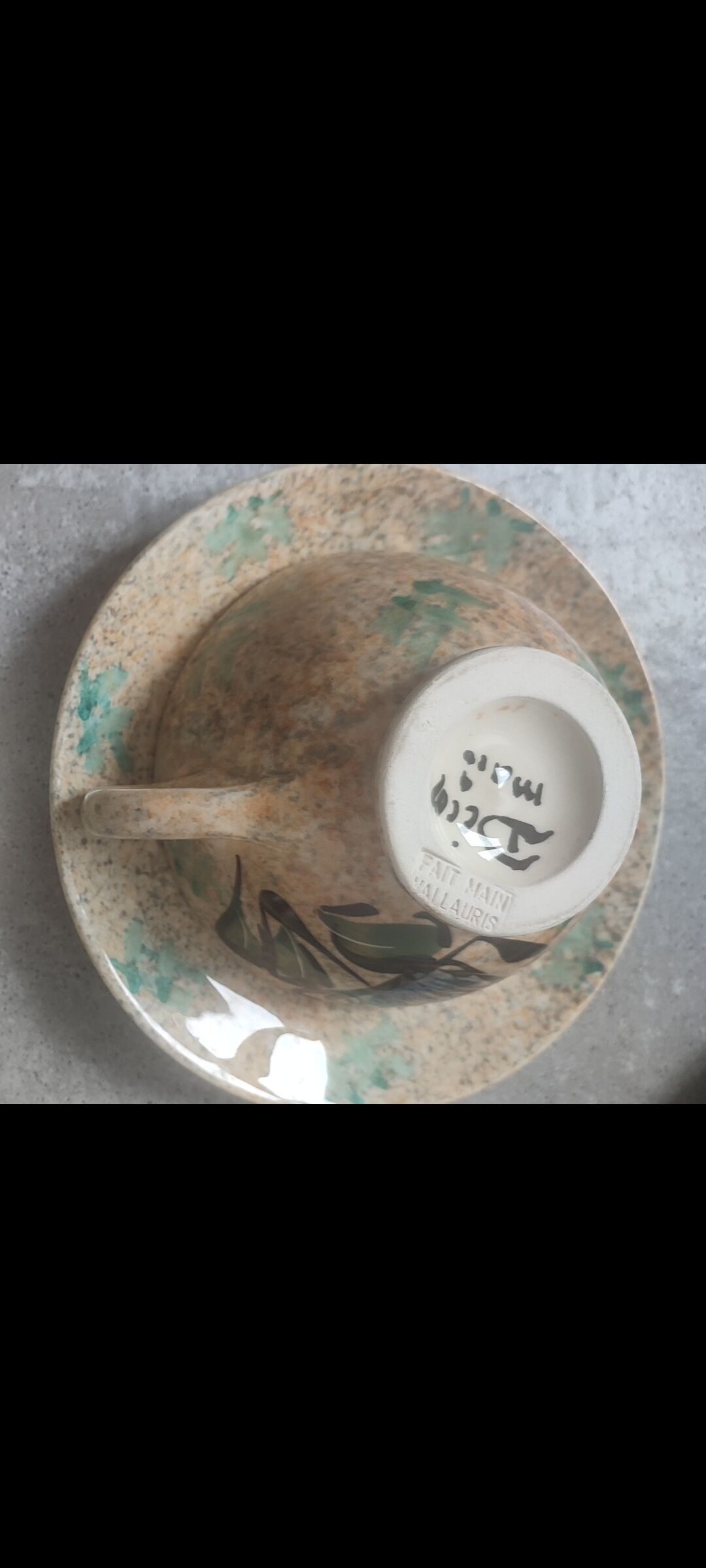 Large ceramic tea service signed Vallauris, vintage 1960.