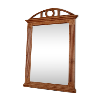 Old art deco mirror in pickled wood 88x66