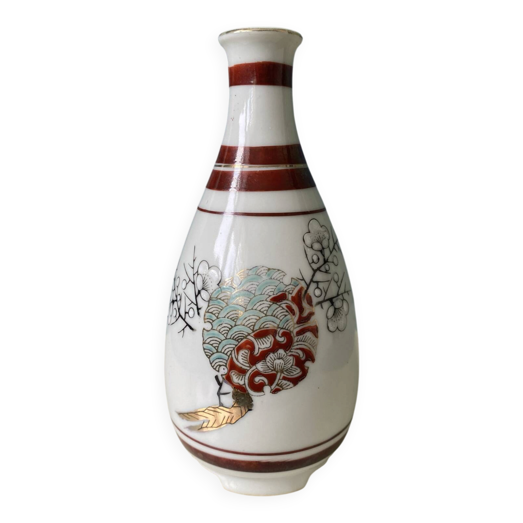 Vintage Japanese sake bottle in porcelain – Kutani – H15 cm