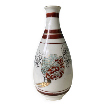 Bouteille à saké japonaise vintage en porcelaine – Kutani – H15 cm