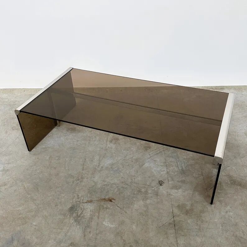 Smoked Glass Coffee Table Radice & Galotti with Chrome Details, Italy, 1970s