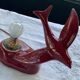 Art deco red enamelled ceramic bird table lamp
