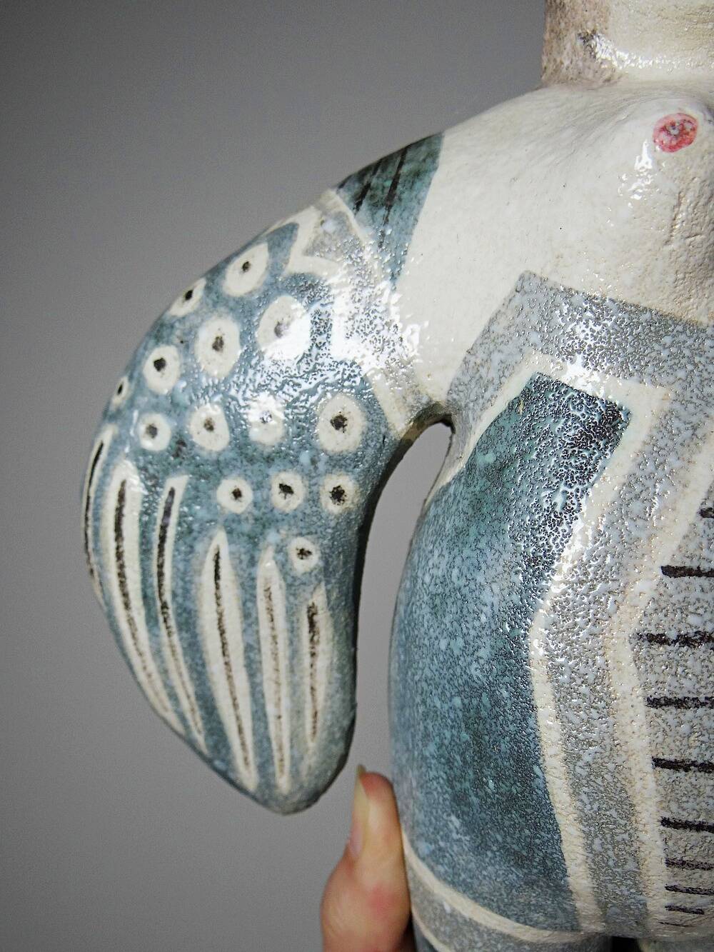 Vintage stylised mermaid ceramic wall sculpture from an art studio.