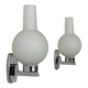 Pair of vintage wall lights in chrome and frosted glass, France, 1960