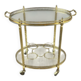 Table Roulante Chariot en Laiton et Verre, XXe Siècle