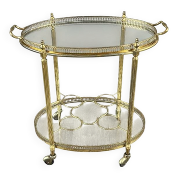 Rolling Table Cart in Brass and Glass, 20th Century