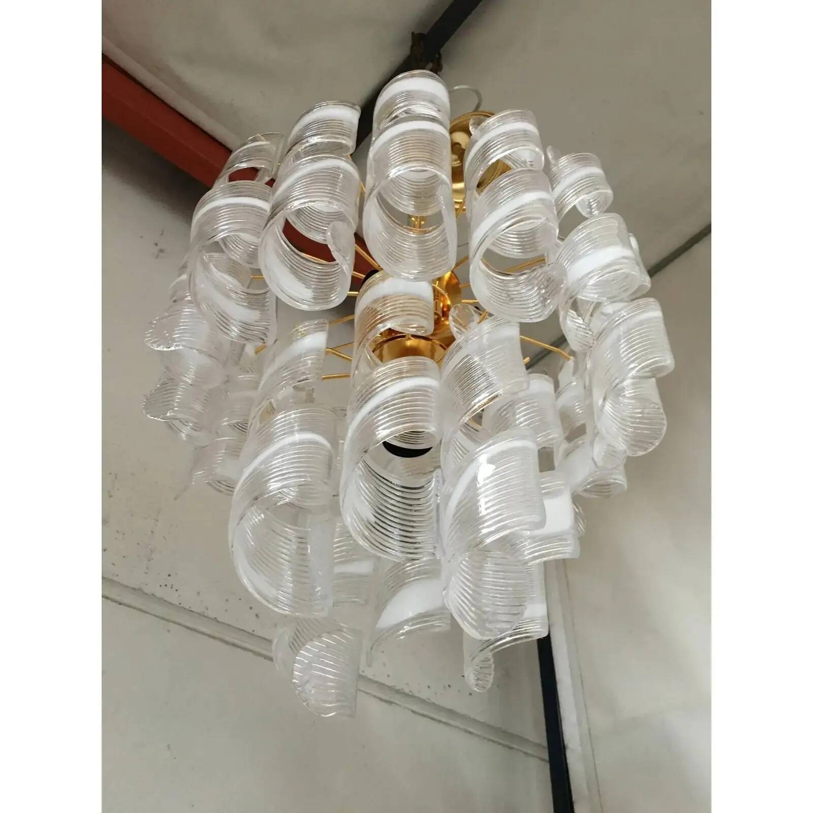 Murano Glass Virgola Chandelier by Simoeng