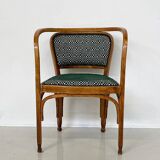 Armchair No. 715 Gustav Siegel for Kohn, Fabric and Wood, Austria, 1900s - New Upholstery