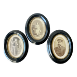 Set of 3 wooden oval picture frames