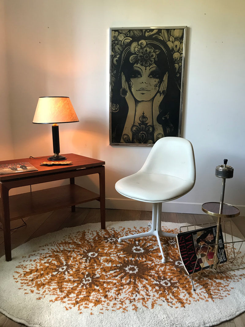 50s black leather lamp