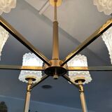 Lustre en laiton et verre 1970