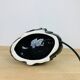 Black ceramic swan lamp with vintage opaline globe