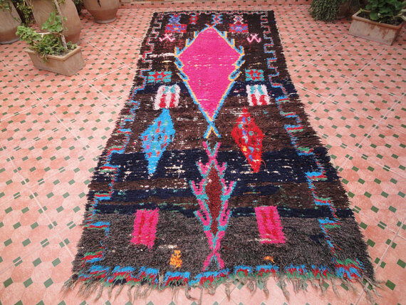 Carpet ancient azilal vintage Moroccan Berber 290 x 125 cm