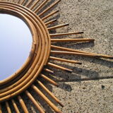 Mirror sun 70s wicker 62cm