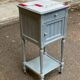 Henri II bedside table in solid grey wood and marble