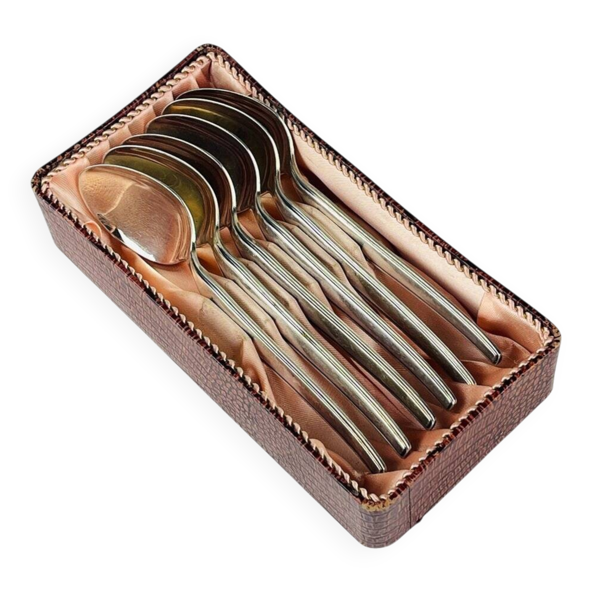 Classic vintage silver tea spoons by Paul Wirths, Solingen, Germany, 1950s, set of 6.