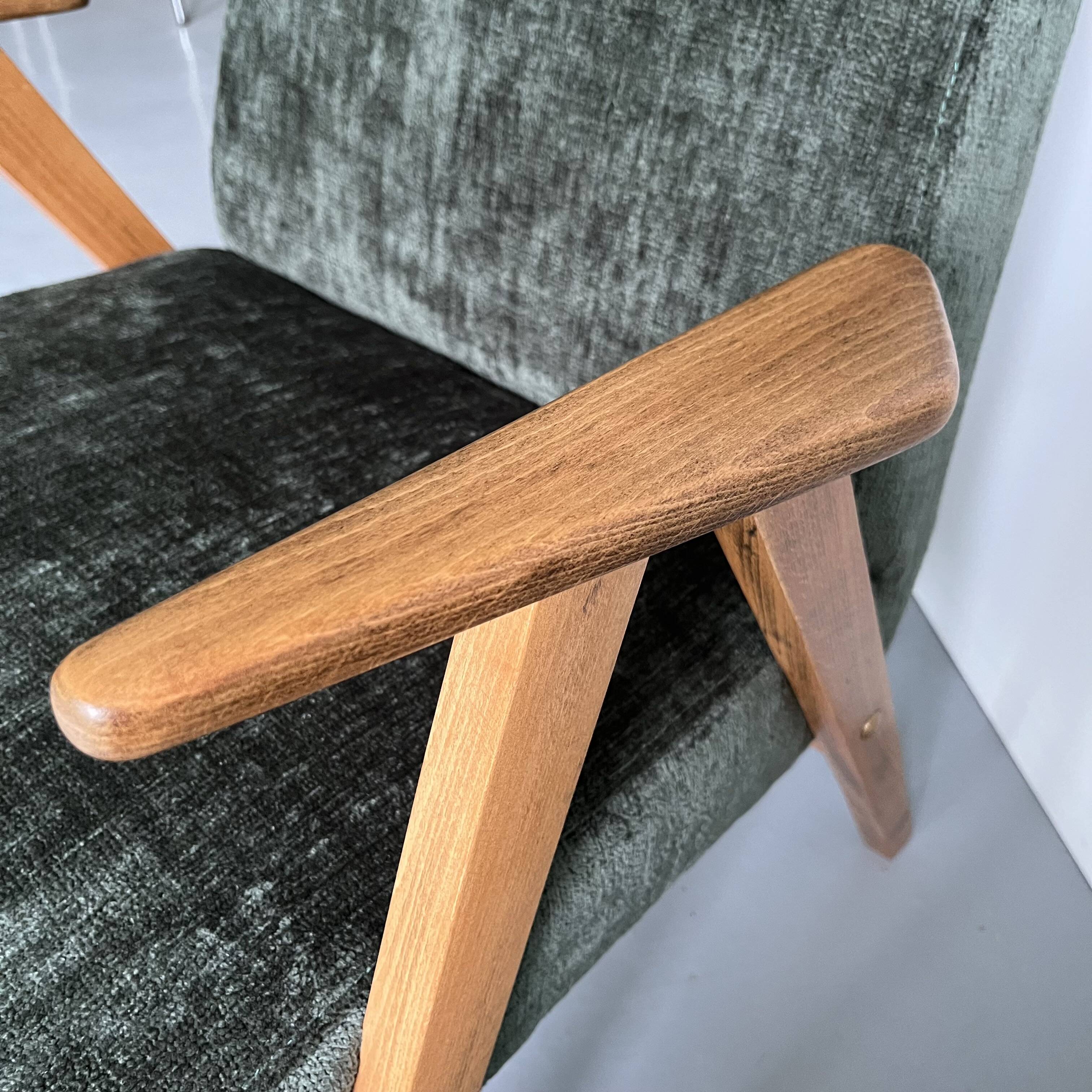 Restored Vintage Mid Century Modern Armchair, Forest Green Lounge Chair
