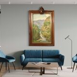 Painting Italian signed landscape from the 50s