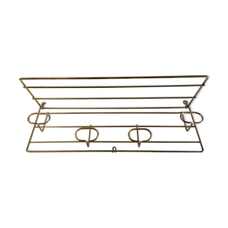 Porte-manteaux et étagère métal doré des années 70