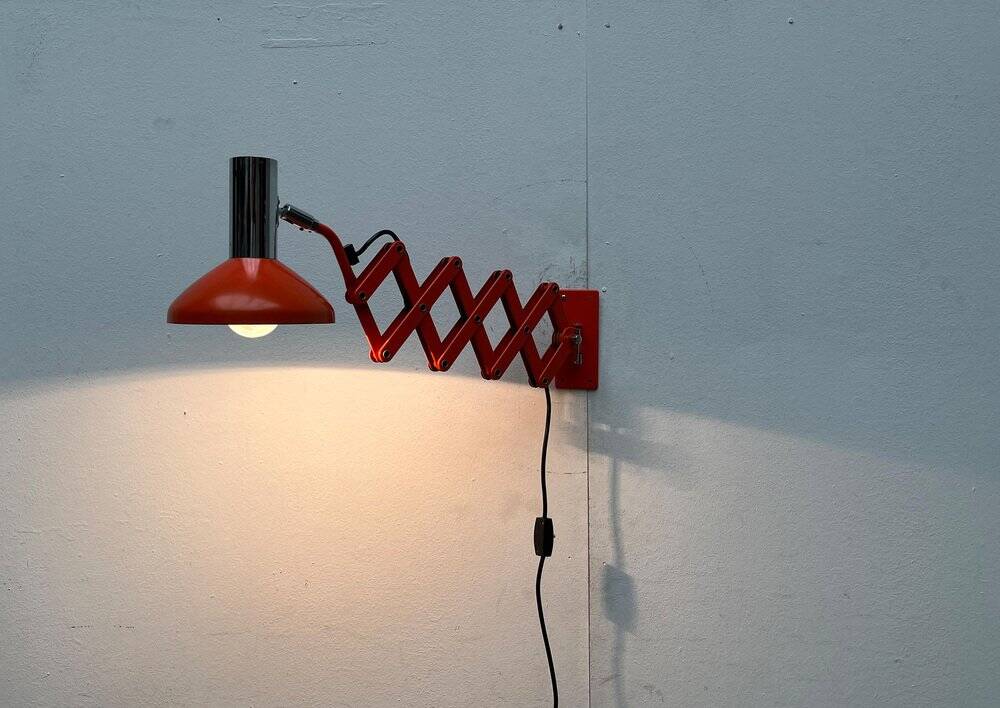 Mid-Century German Space Scissor Wall Lamp by Hustadt Leuchten, 1960s, set of 2
