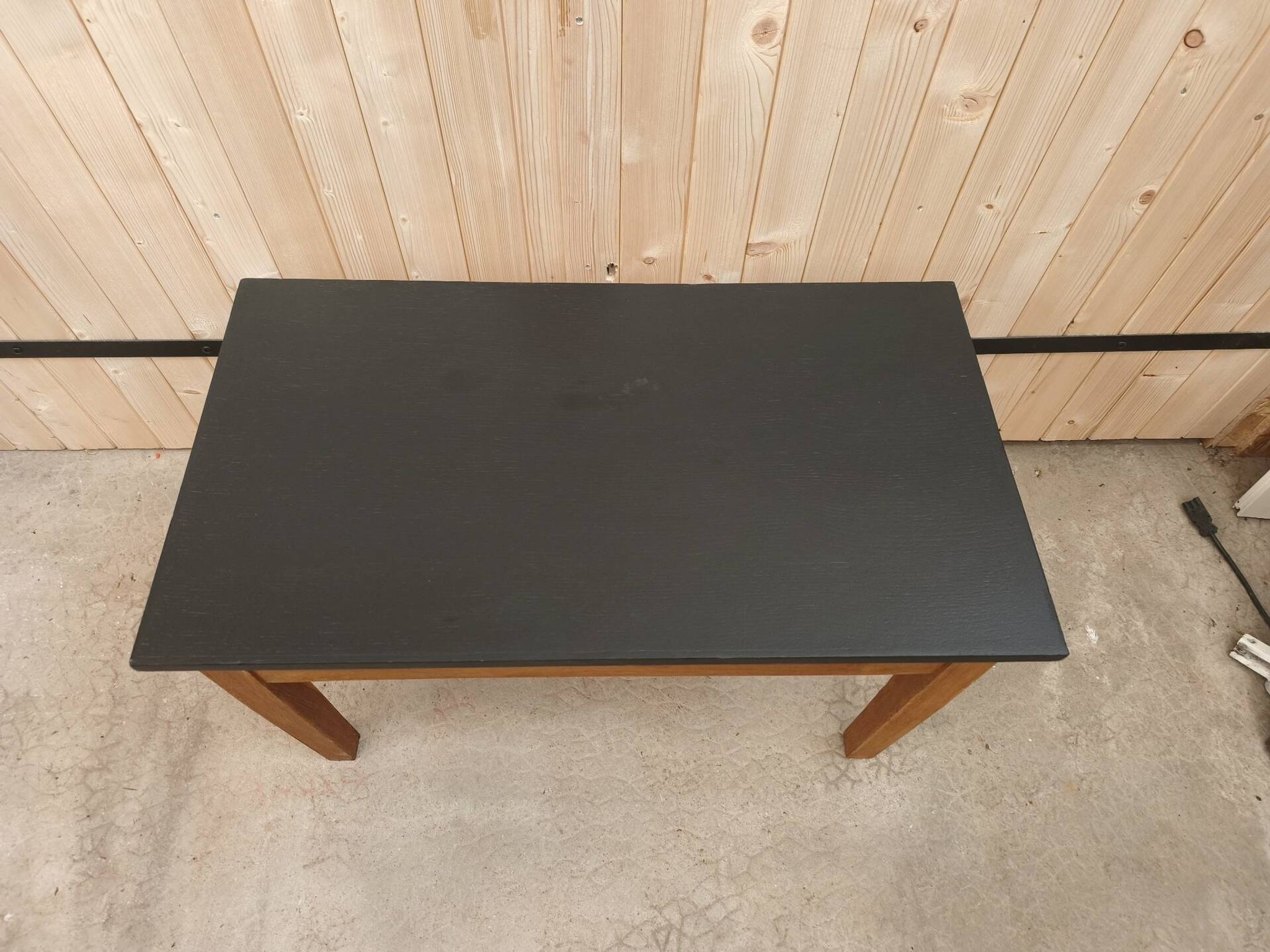 Vintage farmhouse coffee table - renovate the top painted in matte black.