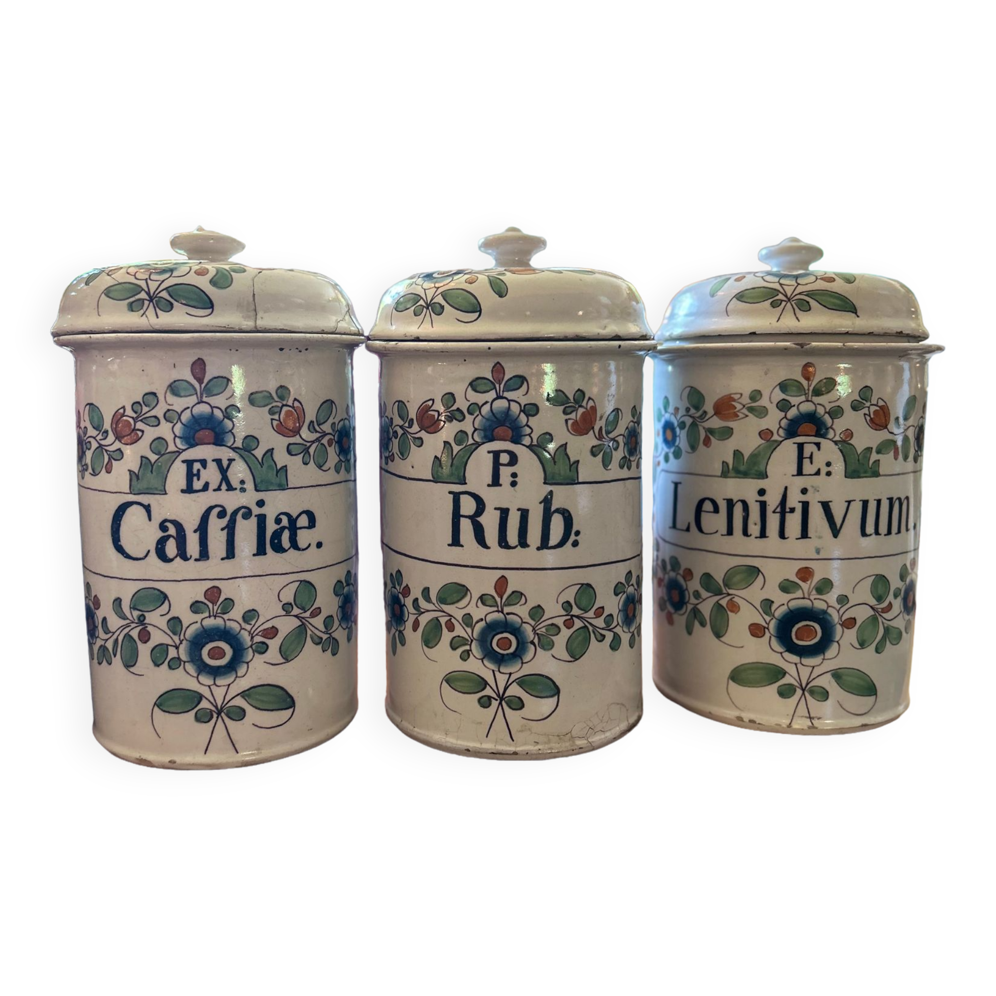 Old earthenware pharmacy pots