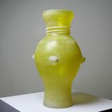 Murano baluster vase, yellow, frosted glass in Seguso style, vintage 1960.