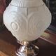 Modernist art deco suspension ceiling lamp in glass and chromed metal