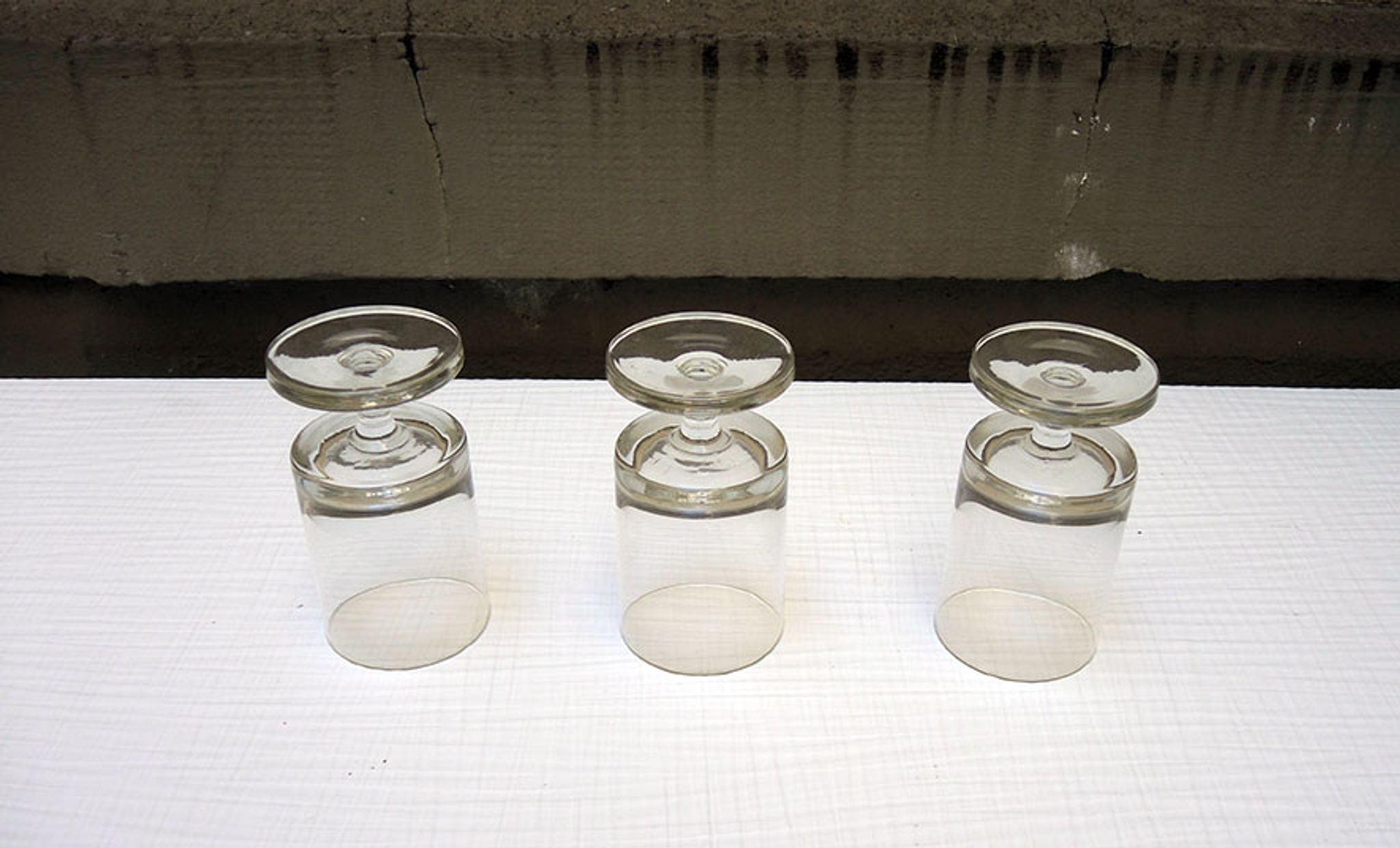 3 old transparent glass foot glasses