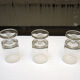 3 old transparent glass foot glasses