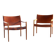 Pair of vintage Per-Olof Scotte "Premier 69" oak armchairs in cognac leather