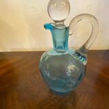 Night carafe in blue tones waffle glass with cabochon early 20th century