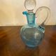 Night carafe in blue tones waffle glass with cabochon early 20th century