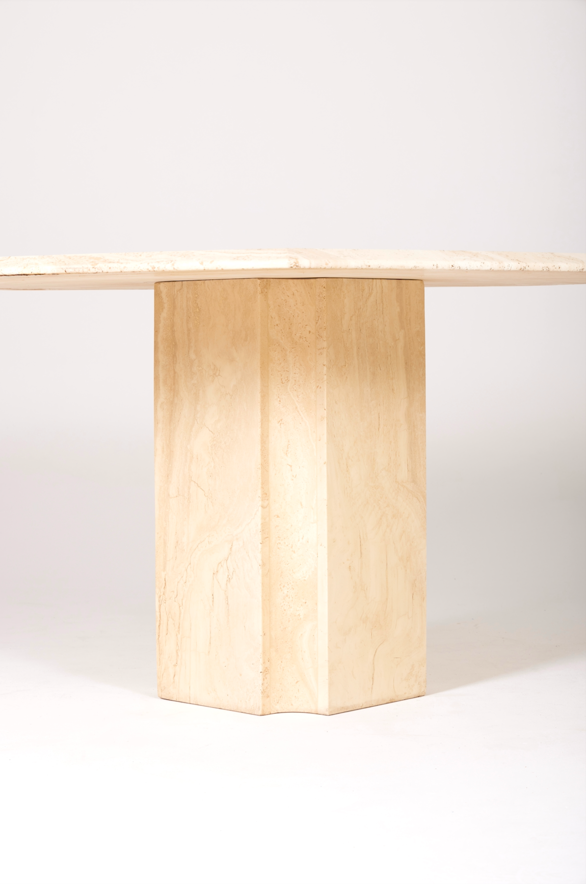 Hexagonal travertine dining table, 1970s