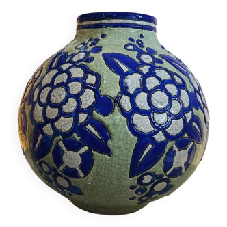 Vase boule charles catteau modèle “fleurs” (période art déco)