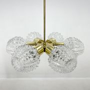 1960's brass & glass chandelier by kamenicky senov, 2 pieces available