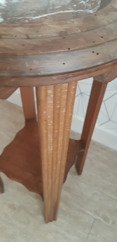 Sellette vintage années 50 en noyer clair et marbre.