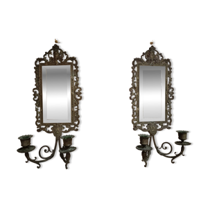 paire d'appliques miroirs - chandeliers