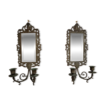 Paire d'appliques miroirs chandeliers XIX